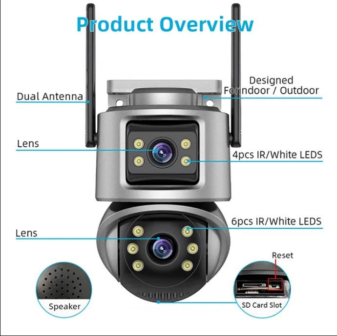 ICSEE Q32 Dual Lens 4Mp WIFI HD Wireless Security Camera (CCTV)