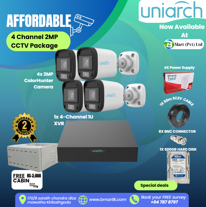 Uniarch 2Mp CCTV 4 Channel Package