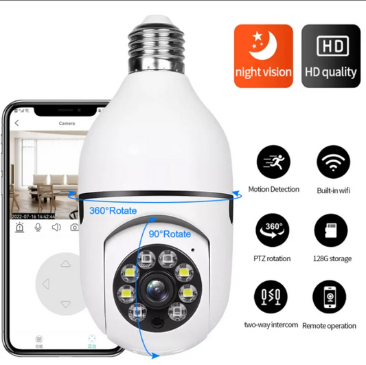 V380 Pro 2Mp Bulb WiFi Camera  HD Infrared Night Vision (CCTV)
