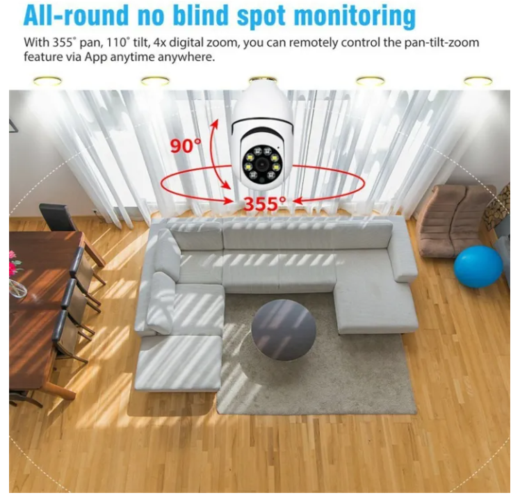 V380 Pro 2Mp Bulb WiFi Camera  HD Infrared Night Vision (CCTV)