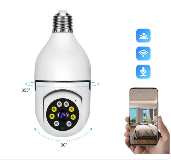 V380 Pro 2Mp Bulb WiFi Camera  HD Infrared Night Vision (CCTV)