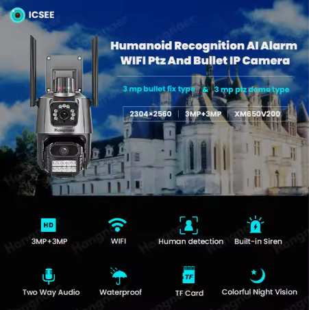 ICSEE P11 Dual Lens 6Mp WI-FI HD Wireless Security Camera (CCTV)