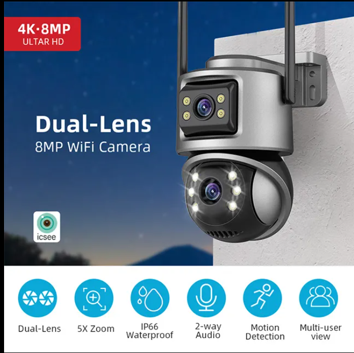 ICSEE Q32 Dual Lens 4Mp WIFI HD Wireless Security Camera (CCTV)