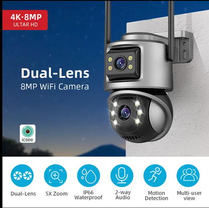 ICSEE Q32 Dual Lens 4Mp WIFI HD Wireless Security Camera (CCTV)
