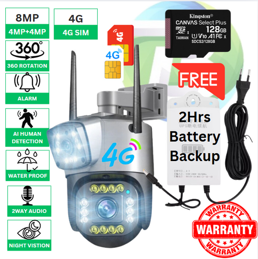 V380 Pro Q15 Dual Lens 4Mp 4G Sim HD Wireless Security Camera (CCTV)