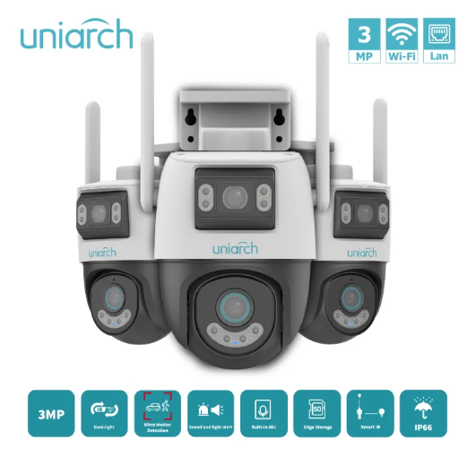 Uniarch P2SA Daul Lens 6MP Outdoor/Indoor Pan Tilt Wi-Fi Smart IP Camera