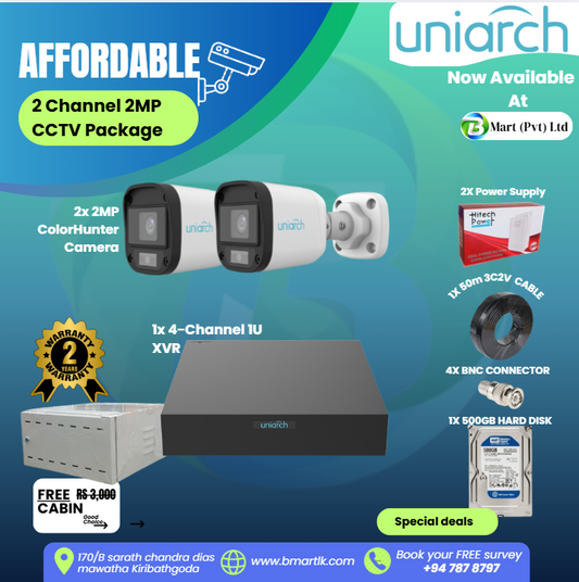 Uniarch 2Mp CCTV 2 Channel Package