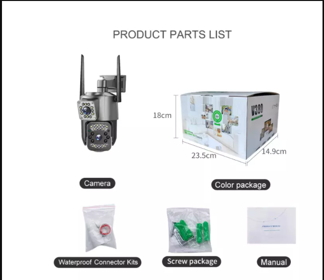 V380 Pro SC03 Dual Lens 2Mp WIFI HD Wireless Security Camera (CCTV)