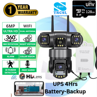 V380 Pro SC28 Triple Lens 6Mp WIFI HD Wireless Security Camera (CCTV)